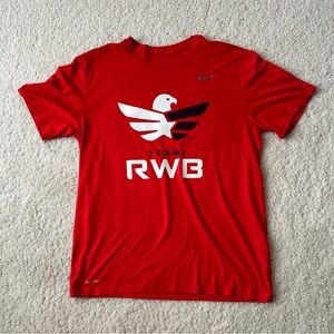 Men’s The Nike Tee Team RWB Enriching Veterans Lives Running Shirt 100% Poly